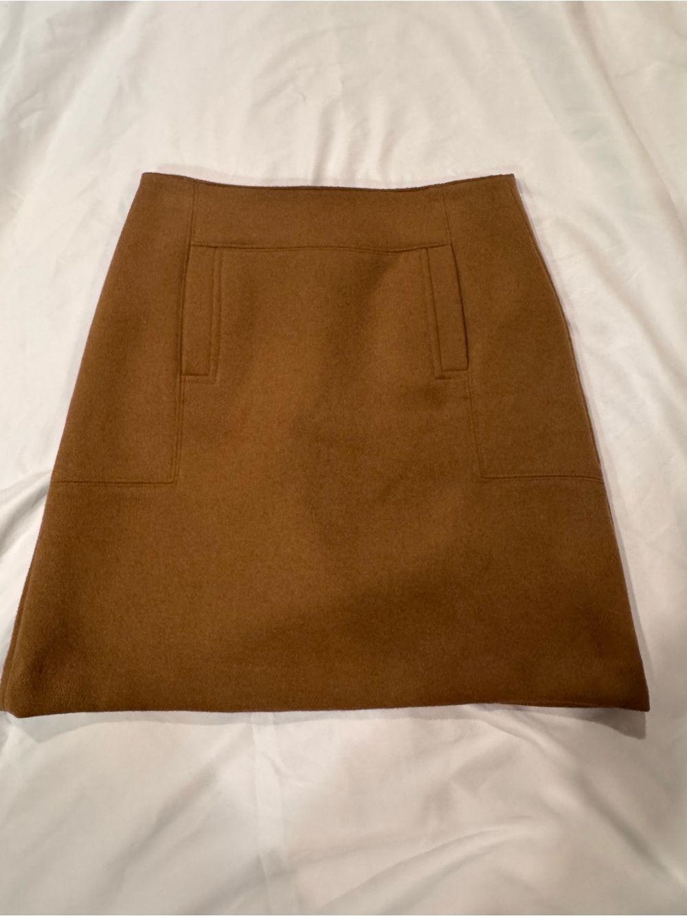 LOFT Camel Brown A-Line Wool-Blend Skirt